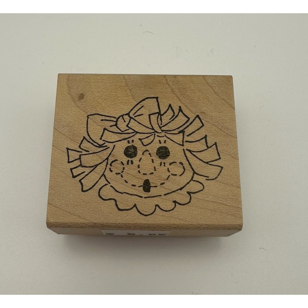 Judith Whimsical Sketch Rag Doll Face E-056 Wood Mount Rubber Stamp Vintage New